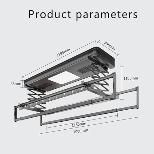 Ceiling-Mounted Electric Clothes Drying Rack, Multifunctional Remote Control Clothes Hanger, Ultra-Thin Balcony Clothes Airer, Automatic Telescopic Lift for Home Use