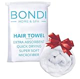 Bondi SPA Microfiber Hair Towel – Perfect Stocking Stuffer for Women - Dries Hair 50% Faster – Anti-Frizz Hair Towel – Super Absorbent & Soft - XL (Rectangle)