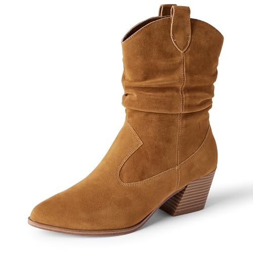 Amazon Essentials Botas Vaqueras de Media Caña Mujer, Bronceado, 43 EU