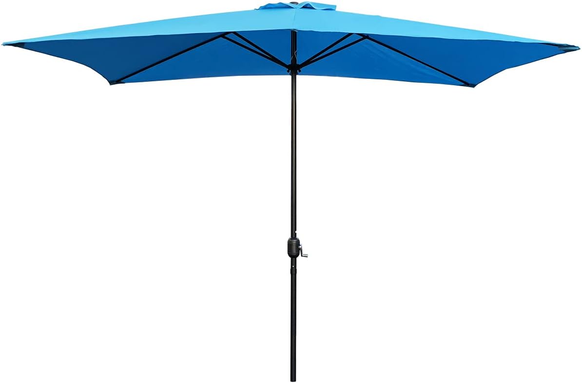 ABBLE Outdoor Patio Umbrella 10Ft x 6.5 Ft Rectangular with Crank, Weather Resistant, UV Protective Umbrella, Durable, 6 Sturdy Steel Ribs, Market Outdoor Table Umbrella, Dark Gray