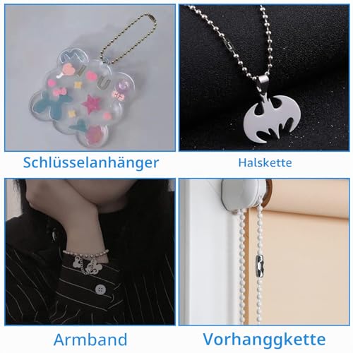 Perlenkettenverbinder-Set, 304 Edelstahl, Kugelkettenverbinder-Set, römische vertikale Rollo-Kugelkette, Kordelverbinder-Clips, Perlenkugelkette, 8 Modelle, passend für 1,5/2/2,4/3,2/4,5/6/8/10 mm