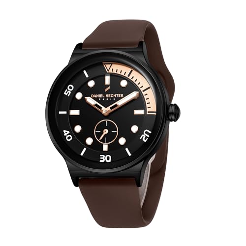 Image of Daniel Hechter Paris Auber Collection Analog Quartz Watch for Men with Round Gloss Dial, Small Seconds Sub-Dial & Silicone Strap