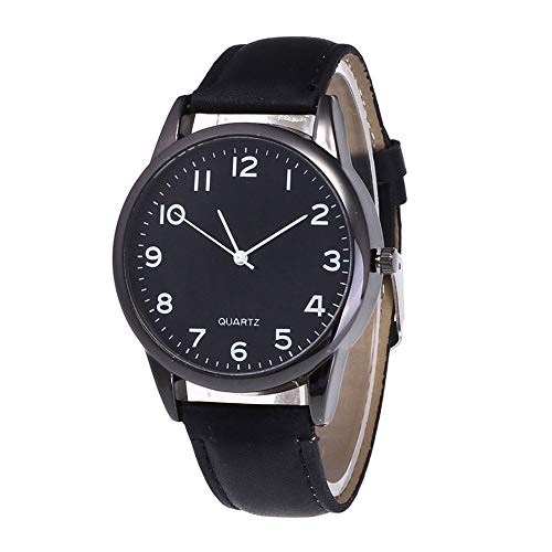 OSOLVE Orologio da uomo con cinturino in pelle con cinturino in pelle bianca con quadrante grande da uomo con cinturino in pelle bianca con quadrante stesso colore, Nero