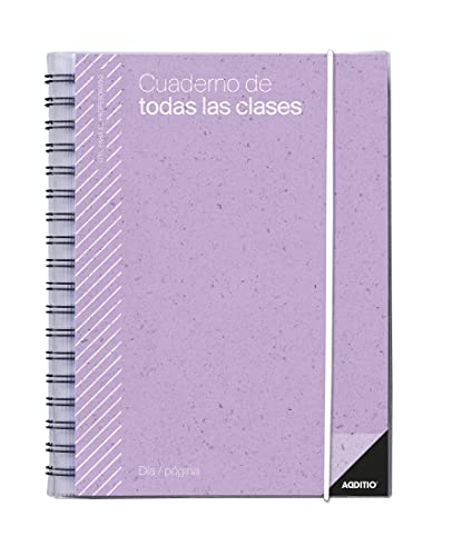 Additio - Cuaderno De Todas Las Clases Día Página Para El Profesorado | Planificación Diaria Con Organización Por Meses | Evaluación Continua | Tamaño 17 X 24 Cm. | Español | Lila