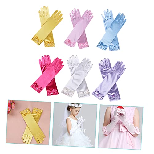 6pairs Elegant Bowknot Satin Gloves for Boys and Girls Dance Party Accessories Flower Girl Outfit Comfortable Fit for Weddings and Special Occasions3