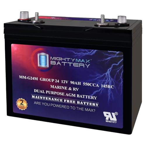 Mighty Max Battery MM-G24M, 12V 90Ah, Group Size 24M Deep-Cy