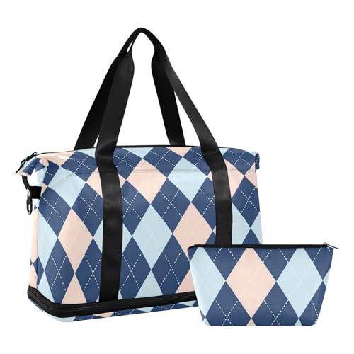 Bolsa de viaje para fin de semana Blue Peach con bolsillo húmedo y correa ajustable para gimnasio