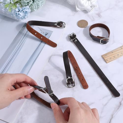 Image of GORGECRAFT 10Pcs 8 Inch Genuine Leather Luggage Tag Straps Adjustable Label Replacement Loop Belts Stirrup Strap with Buckle for Suitcase Backpacks ID Card Pass Holder Travel Hanging Accessories Brown