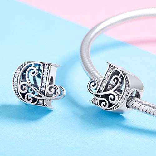 925 Sterling Silver Letter Charms for Pandora Bracelets Alphabet Initial Beads Jewelry Gift for Women