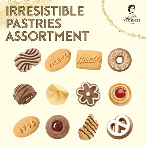 Matilde Vicenzi Minivoglie Shortbread Cookies Gift Tin, 17.6 oz, Vanilla Flavor, Italian Pastry Snacks & Holiday Gifts