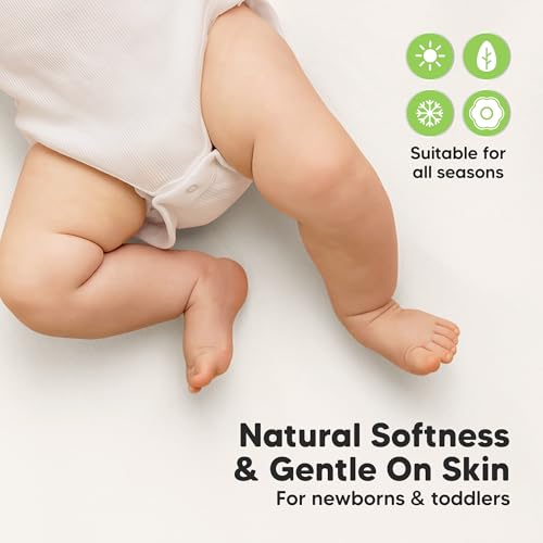 Image of 2-Pack Waterproof Crib Sheets for Boys, Girls, 52x28 Fitted (Soft White) | Organic Cotton Baby Crib Sheets, Toddler Mattress Protector Cover, Washable, Soft & Durable Baby Bedding Essentials