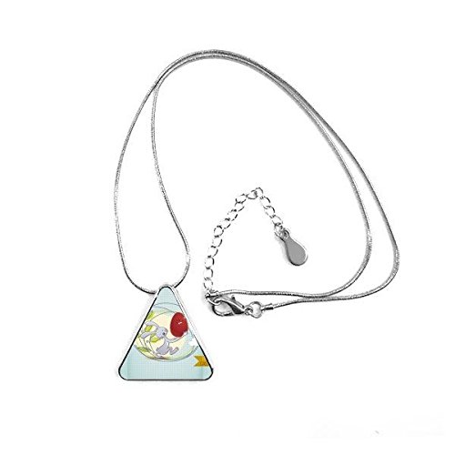 Pendentif triangle christianisme et collier de Pâques avec motif illustration lapin coloré