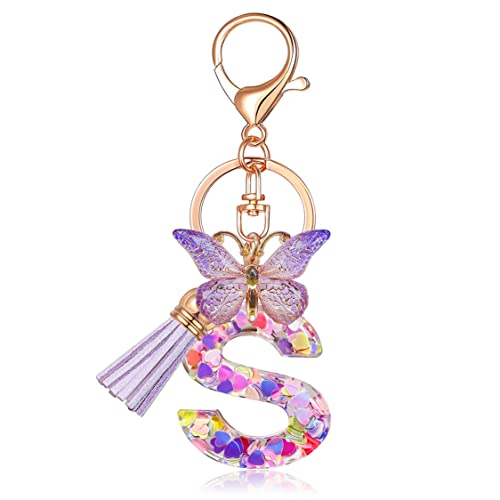 JINGUAZI Butterfly Initial Letter Keychain Bag Charms for Women | Cute pendant…