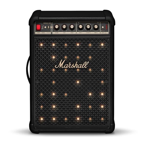 Image of Marshall Bromley 450 Portable Party Speaker - Loud 360 Sound with Bass EQ Controls | 40+ Hours Playtime | Bluetooth, 3.5 mm AUX, RCA, Microphone, Instrument Inputs | LED Lights - Black and Brass