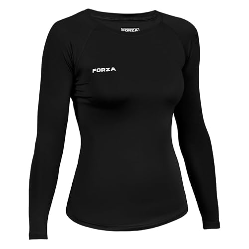 FORZA Women's Base Layer Long Sleeve Top – Quick Dry Sweat-Wicking Compression Shirt for Sports & Training – XS to XL – Multiple Colours (UK, Alpha, M, Regular, Regular, Black)