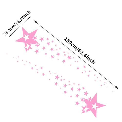 Image of TOMALL 1 Pair 62.6'' Stars Graphics Vinyl Decals for Car Body Door Sides Universal Waterproof Stars Stickers Decoration for Vehicles SUV Truck Off-Road Home Wall (Pink)
