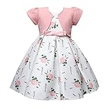 Cosplay Life Elegant Flower Dress for Girls Young Adult Fashion Bow Flower Waistline Kids Party Festival Ages 5-9 Years Old (Pink, 5yrs)