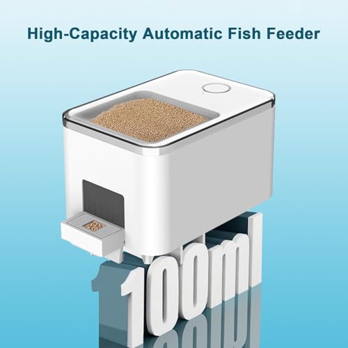Image of Wireless Fish Feeder Automatic Dispenser for Aquarium, 100ml Food Dispenser with App Control, USB Powered for Small Fish Tank Pelleted Food, Electronic Feeders for Animals (100ml)