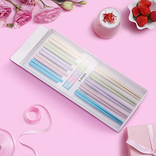 Hiware Reusable Fiberglass Chopsticks Dishwasher Safe, Lightweight, Multicolor - 5 Pairs Gift Set #TOP1