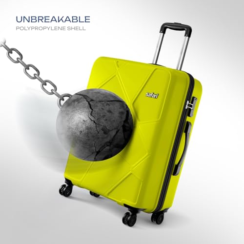 Image of Safari Medium Pentagon Pro 8 Wheels 66Cm Size Checkin Trolley Bag, Hard Case Polypropylene 360º Wheeling Luggage for Men & Women, Travel Bag, Suitcase for Travel, Trolley Bags for Travel, Green Lime