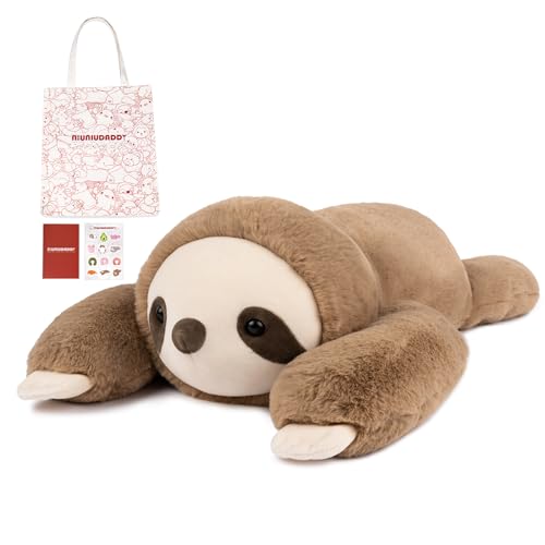 Image of Niuniu Daddy 26 inch | 5LB Sloth Weighted Stuffed Animals for Adults Kids, Brown Sloth Weighted Lap Animal Plush Toy, Body Pillow for Every Comfort with Bag Stickers as Gift for Christmas Birthday