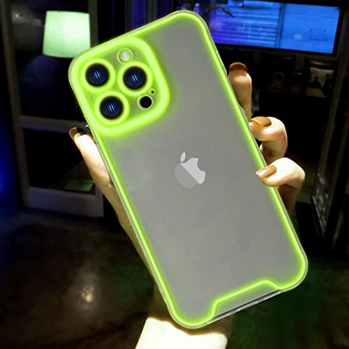 Coque iPhone 14 Pro Max transparente verte et translucide fine phosphorescente