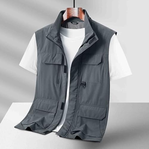 Gilet da pesca per fotografia, leggero, traspirante, senza maniche, con tasche multiple, per campeggio e caccia all'aperto