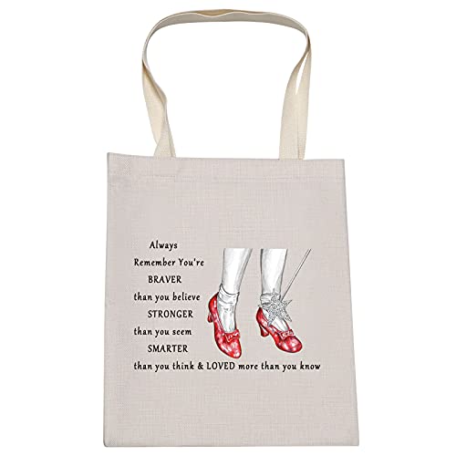 LEVLO Wizard Dorothy Cosmetic Make up Bag You Are Braver Stronger Smarter Than You Think Gift Dorothy Ruby Red Slippers Makeup Zipper Pouch Bag For Women Girls(Dorothy Tote)