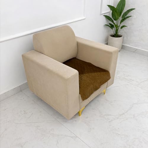 Image of Homerz Premium Petal Charm Sofa Cover | Embossed Floral Pattern | Soft Touch, Anti-Dust & Easy Wash Fabric Cloth, Washable and Durable (Mustard, 1 Seater, Only Seat Cover)