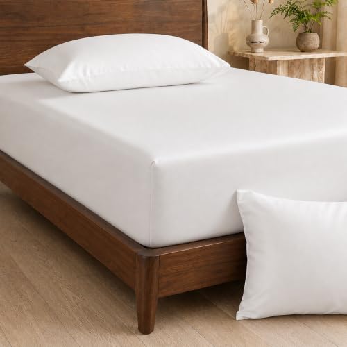 Image of HOMEMONDE 100% Bamboo King Size Fitted Bedsheet with 2 Pillow Covers | 300 TC Luxury Cooling Elastic Fitted Sheet | Ultra Soft, Breathable & Moisture Wicking | (White, 78x72 Inches)
