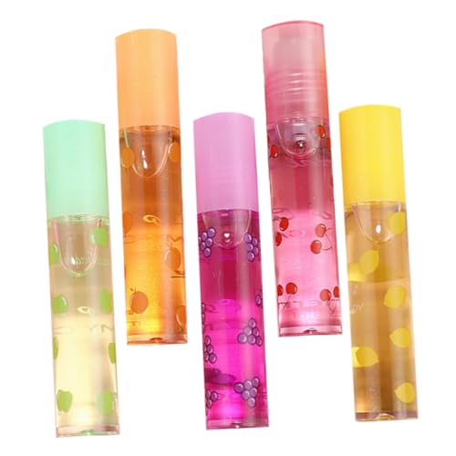 Veemoon 5Piezas Brillo de Labios Hidratante Fruta Unidades de Pomada Labial Transparente Sin Color para Labios Secos y Invierno