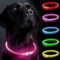 Light Up Dog Collar for The Dark, Dog Collar Light with USB Rechargeable, Led Dog Collar, Adjustable Flashing Puppy Collars with Three Light Modes?Pink?