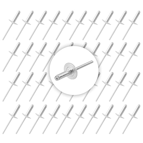 YKUKIZEE 100Pcs Large Flange Blind Rivets 4.8 X 20mm, Dome Rivets, Aluminium Pop Rivet for Metal Leather Tinplate Fastening