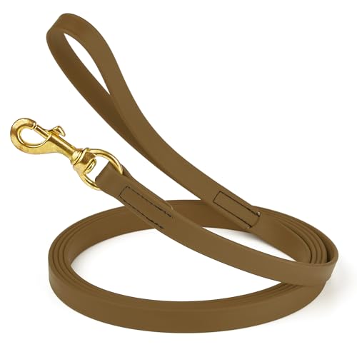 Viper Biothane K9 Working Dog Leash Waterproof Lead for Tracking Training Schutzhund Odor-Proof Long Line with Solid Brass Snap for Puppy Medium and Large Dogs, 20ft Coyote Brown