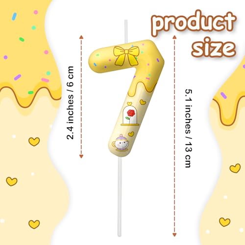 Image of Yellow Cartoon Birthday Candles, Number 7 Candle Yellow Themed Birthday Party Supplies, 2.4 inch Birthday Candles for Cake Topper Party Decorations, Birthday Decorations for Boys Girls (Number 7)