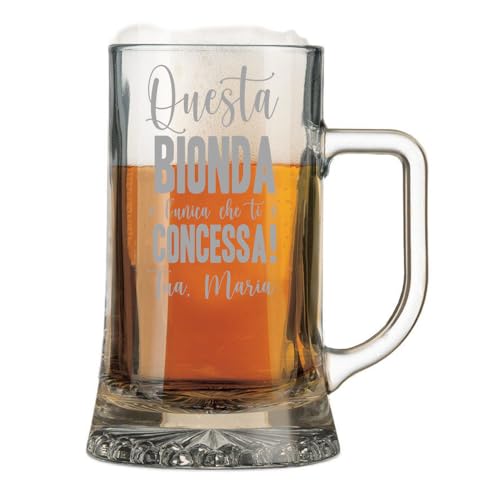 Colorfamily Boccale da birra con incisione Personalizzato Questa bionda è l'unica che ti è concessa! - personalizza con il nome della tua lei - bicchiere in vetro 50 cl