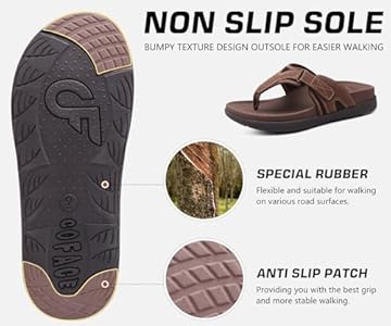 COFACE Teenslippers voor heren, zachte comfortabele teenslippers, boogondersteuning, orthopedische zomersandalen voor heren, badslippers, outdoor, bruin, 44.5 EU