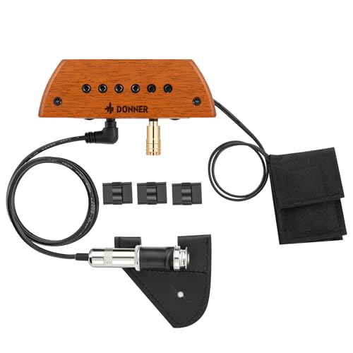 Donner Acoustic Guitar Pickup, Guitar Pickups Active Mahogany Soundhole Pickup with Mic Adjustable Heads Humbucker by Donner - Image 6