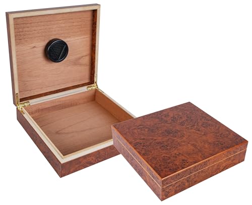 Prestige Import Group Chateau Small Cigar Humidor with Humidifier - Capacity: 20 Cigars - Color: Burl