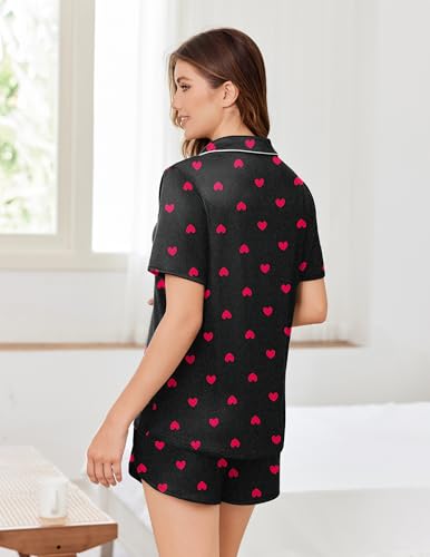 Image of Ekouaer Pajamas for Women Set Button Up Sleepwear 2 Piece Pjs Lounge Set Short Sleeve Nightwear