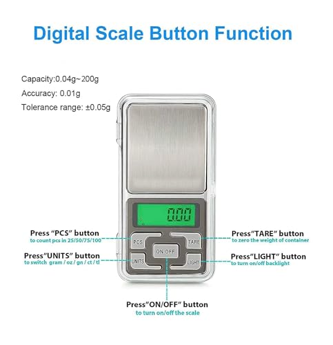 Image of Digital Pocket Weighing Scale - Precise Jewellery Weight Machine Small, Gripit Portable Gold Weighing Machine for Accurate Measurements with Digital Display, Ideal for Gems, Herbs & More (White).