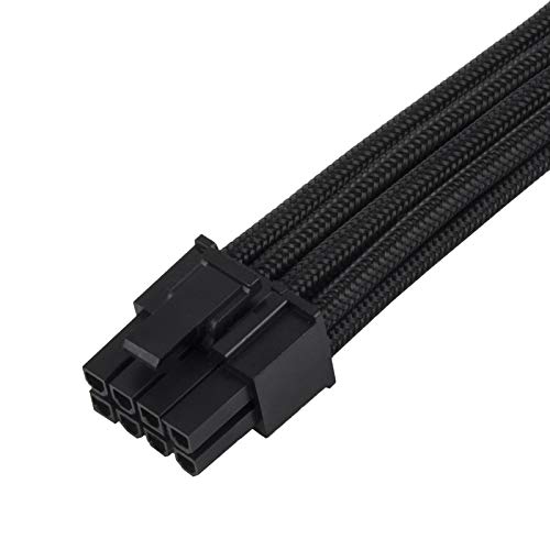 Image of SilverStone Technology PP07E-EPS8B, 30cm EPS 8pin to EPS /ATX 4+4pin Flexible Sleeved Extention Cable, Black, SST-PP07E-EPS8B