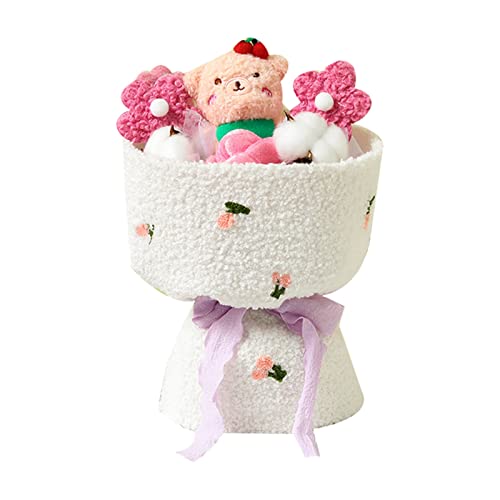 Image of Cute Flower Stuffed Plants Plush Bouquet Cute Cartoon LED String Light Stuffed Animals Bouquet for Birthday Valentine's Day(A2)