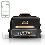 Ninja Woodfire Pro Connect XL Outdoor Grill & Smoker | Bluetooth, App Enabled | 7-in-1 Grill, BBQ Smoker, Outdoor Air Fryer | Woodfire Technology | Built-In Thermometer | Black & Gold | OG951BK1