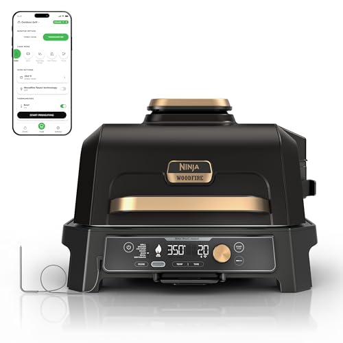 Ninja Woodfire ProConnect Premium XL Outdoor Grill & Smoker, Black & Gold