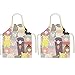 2 szt. fartuch dla nastolatka do gotowania pieczenia - uroczy wzór lniany fartuch kuchenny dla dorosłych, gotowanie obraz fartuch ogrodowy, Niedźwiedź, Rozmiar uniwersalny