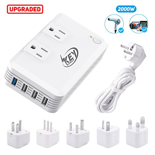 Travel Power Converter Key Power 2000-Watt Voltage Converter Step Down 220V to 110V