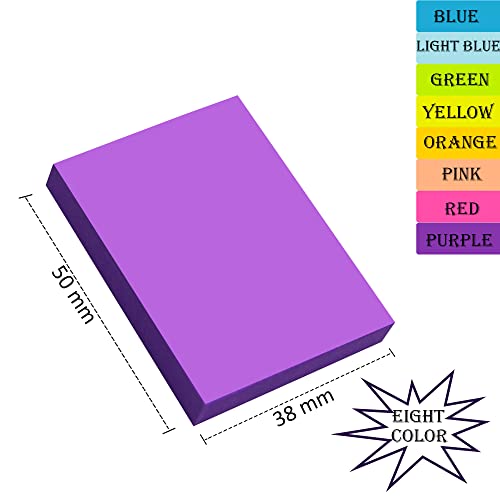 Image of Pack of 24 Coloured Sticky Notes 51 x 38 mm, Self-Adhesive Notes, Bright Sticky Notes, Colourful Rectangular Sticky Notes for Office, Home, School, Meeting, 75 Sheets /Pad