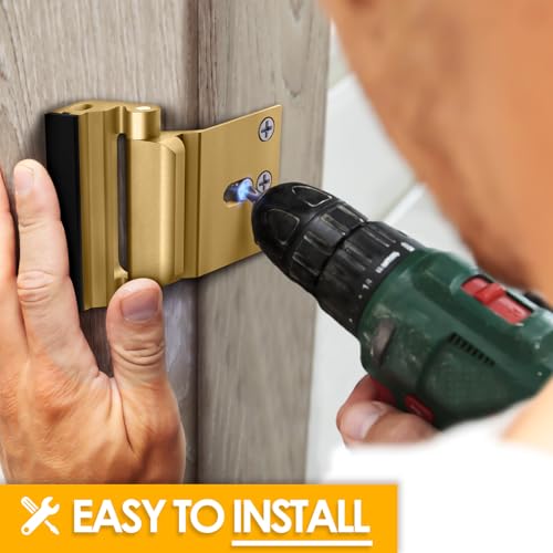Image of Home Security Door Reinforcement Lock: Metal Door Locks for Front Door Locks for Kids Safety Child Proof Door Latch for Top Deadbolt Lock Home Defender Flip Door Guardian Lock Withstand 800 lbs Inside