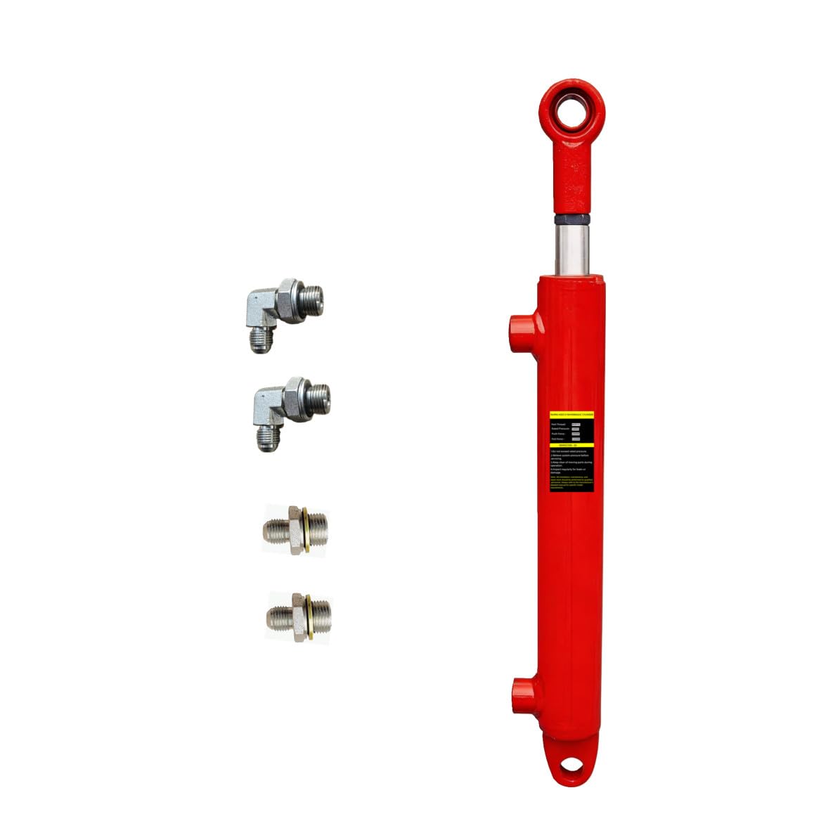 Hydraulic Cylinder 1.5" Bore 6" Stroke, 1" Rod Equipped with 4 Hydraulic connectors Mini Lift Actuator for Machinery, Industrial, Agricultural & DIY Projects